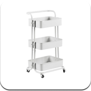 Carrito Auxiliar Metálico (Blanco, Negro y Rosa)