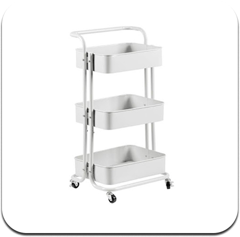 Carrito Auxiliar Metálico (Blanco, Negro y Rosa)