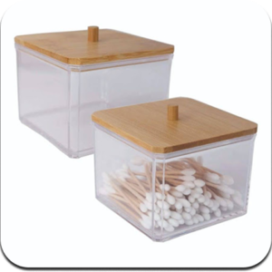 Organizador con tapa de madera (cotonete)