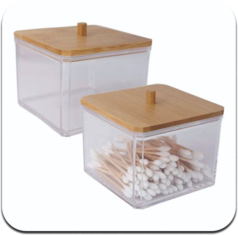 Organizador con tapa de madera (cotonete)